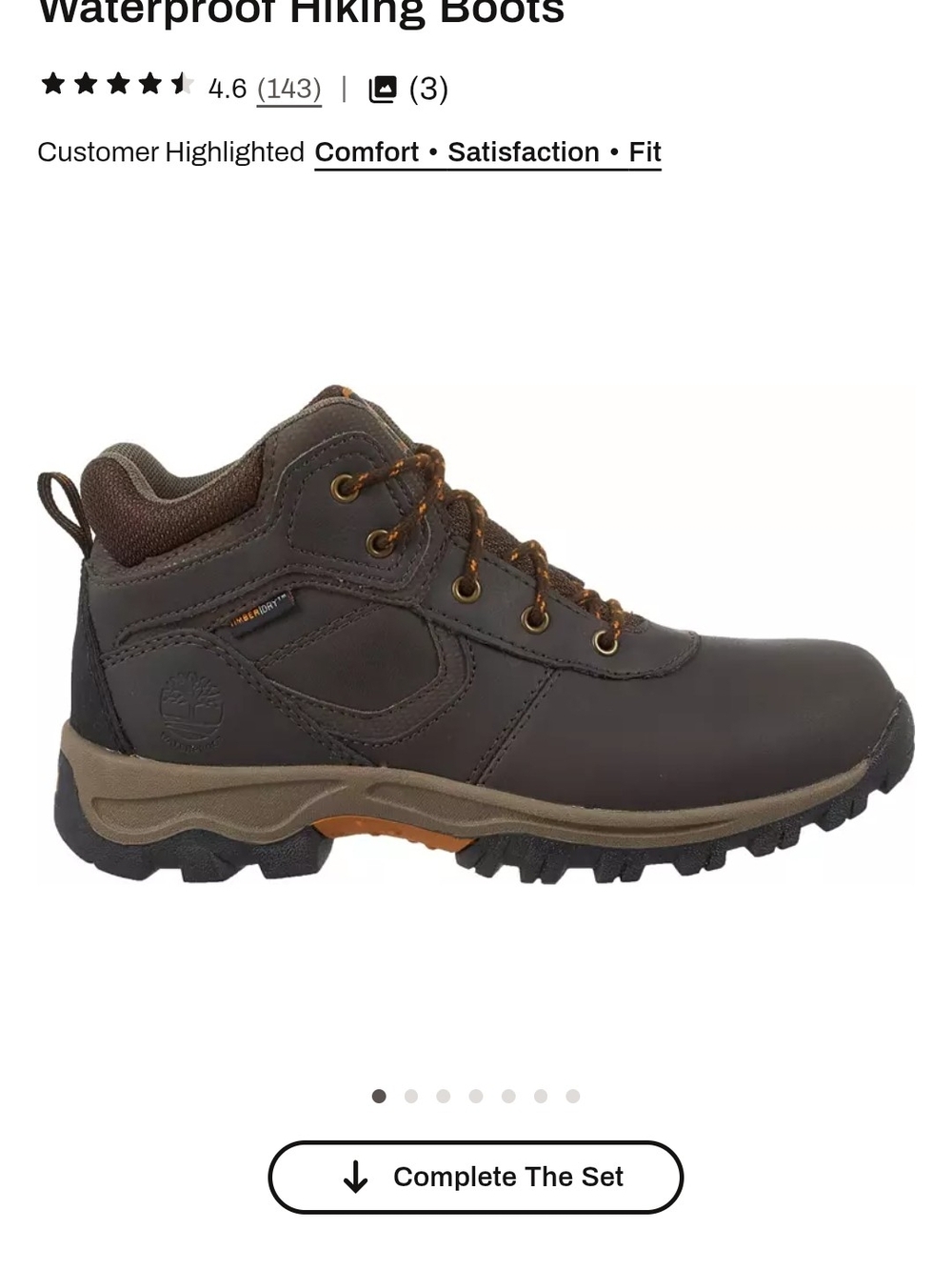 Timberland Boy's Brown Leather Waterproof Lace-Up Hiking/Work Boots